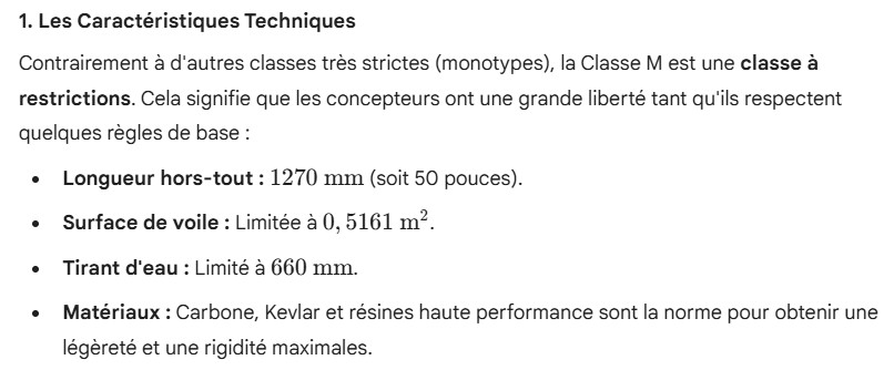 caractéristiques classe M